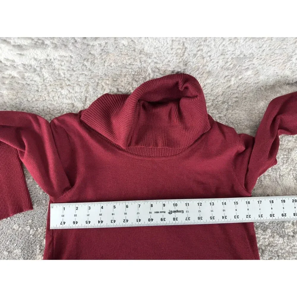 NEW Cable & Gauge Size S Minimalist Cowl NEck Sweater Red Long Sleeve Casual NWT
